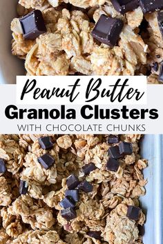 peanut butter granola clusters with chocolate chunks