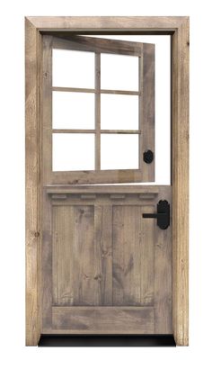 the front door is made out of wood and has an open window on one side