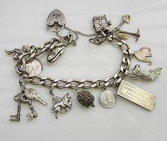 Vintage Sterling Silver English Check Bible Movable 13 Charm 42.6 Gram Bracelet | eBay Vintage Silver Charm Bracelet, Vintage Charm Bracelet Silver, Silver Charm Bracelets, Silver Charm Bracelet For Formal Occasions, Vintage Sterling Silver Charm Bracelet, Charm Bracelet Aesthetic, Jessica Core, Afro Jewelry, Charm Bracelet Vintage