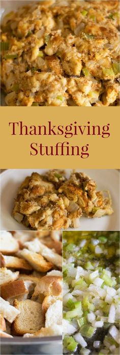 thanksgiving stuffing collage with images of turkey and vegetables