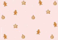 gingerbreads and stars on a pink background