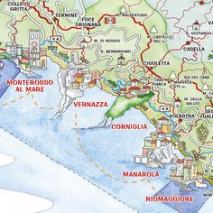 a map showing the major roads and towns in costa rica, with names on it