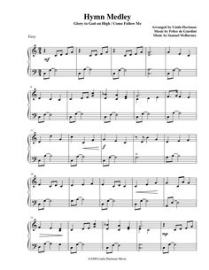 sheet music with the words hyrm medley