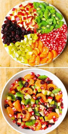 two bowls filled with different types of fruit