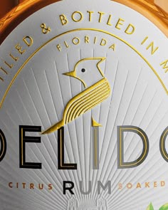 a bottle of beligo rum is shown in close up with the label on it