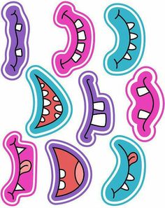 several different colored cartoon mouths with teeth