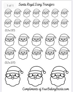 santa's face with different facial expressions and numbers to print out for the holidays