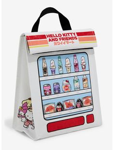 a hello kitty and friends lunch bag with an ice cream vending machine on the front