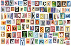 the alphabet is made up of many different colors and sizes, including letters that spell out