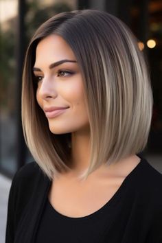 Side Part Lob, Sleek Bob Haircut, Haircuts For Square Faces, Hairstyles For Square Faces, Angled Lob, Flattering Haircuts, Grey Blonde Hair, Feminine Hairstyles, Haircut For Square Face