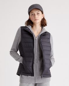 Cold Jacket, Puff Vest, Leather Jacket With Hood, Quarter Zip Sweater, Scoop Neck Tee, Blue White And Black, Everyday Outfit, Just Run, Puffer Vest