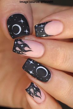 (paid link) normal nail designs black*** Find out more at the image link. Maquillage Yeux Cut Crease, Super Scary, Witchy Nails, Goth Nails, Nail Tattoo, Designs Nail, Nails 2023, Halloween Nail Designs, Art Easy