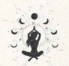 a woman is doing yoga in front of the moon