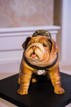 a dog figurine sitting on top of a table