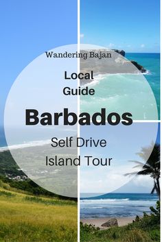 the words local guide barbados self drive island tour are in four different pictures