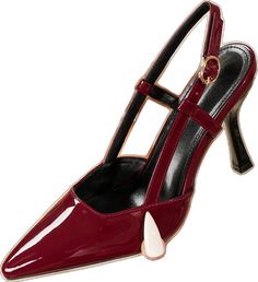 Red High Heel Slingback Pumps For Party, Red Fitted Slingback Heels, Fitted Red Slingback Heels, Elegant Burgundy Sandals For Party, Red Open Toe Slingback Pumps For Party, Burgundy Round Toe Sandals For Party, Red Fitted Slingback Pumps For Party, Red Slingback Pumps For Party With Round Toe, Chic Burgundy Party Heels