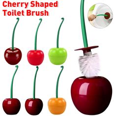 the cherry shaped toilet brush has four cherries attached to it