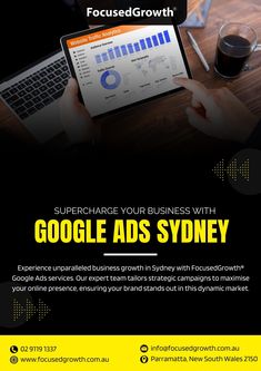 an ad for google ads sydney on a table with a laptop and cup of coffee