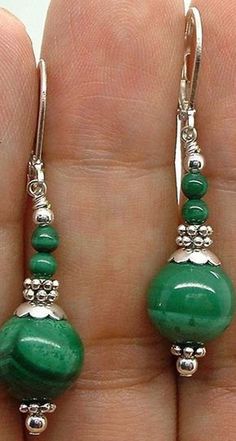 Anting Manik, Green Malachite, Making Earrings, Diy Schmuck, Bijoux Diy, Precious Jewelry, Handmade Fashion, Jewelry Patterns