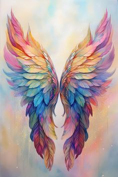 an artistic painting of two colorful wings