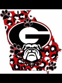 a black and red state with paw prints in the shape of a football team logo