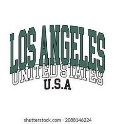 the los angeles united states logo is shown in green and white with an arched arch