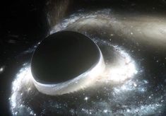 an artist's impression of a black hole in the center of a spiral galaxy