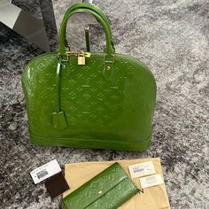 Louis Vuitton Preowned Alma Gm (Previously The Mm) - Currently The Largest Alma Monogram Vernis Color: Vert Tonic Date Code: Mi3078 Wallet Sold Separately. See Separate Listing Or Message Me About Bundling. Overall Great Condition - Shows Minor/Minimal Signs Of Wear. Zipper Works Well. Exterior Shows No Transfer Marks. Minor Interior Fading/Discoloration. Slight Wear To Bottom Edges/Corners - See Photos Piping Intact. Minimal Hardware Tarnish, Mostly Shiny. Comes With Original Dust Bag, Tag, Loc Nike Fashion Shoes, Bag Tag, Nike Fashion, Louis Vuitton Bag, Fashion Shoes, Dust Bag, Limited Edition, Bag Lady, Louis Vuitton