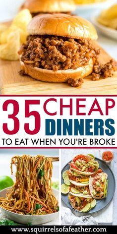 the cover of 35 cheap dinners to eat when you're broke