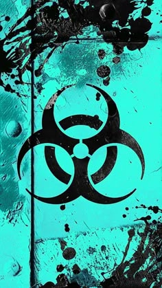 an image of a biohazard sign painted on the side of a metal door