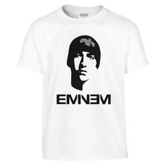 a white t - shirt with an image of the face of emim on it