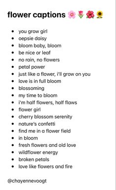 the flower captions in this poem are very easy to read, and can be used for