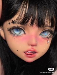 Custom Dolls Repaint, Bjd Makeup, Face Makeover, Doll Face Paint, Eyebrow Design, Doll Eye Makeup, Face Drawing Reference, Doll Makeup, Tiny Dolls