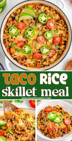 taco rice skillet meal in a white bowl