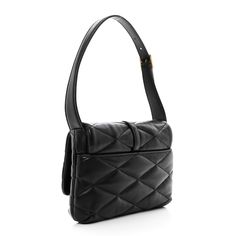 This is an authentic SAINT LAURENT Lambskin Quilted Le 57 Diamond Shoulder Bag in Black. This elegant shoulder bag is crafted of diamond quilted lambskin leather in black. The bag features aged gold hardware, adjustable leather shoulder strap, and a YSL emblem on the front flap. The flap opens to a black suede interior with a flat pocket. Quilted Toys, Denim Quilt, Velvet Quilt, Shoulder Bag Black, Dark Beige, Saint Laurent Bag, Diamond Quilt, Lambskin Leather, Black Suede