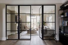 an open living room with sliding glass doors