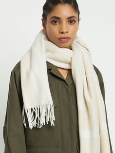 Height: 50cm Width: 220cm. Fringed trim Women Life, Fringe Trim, Lifestyle Shop, Fall Floral, Macadamia, Wool Scarf, Brand Colors, Fashion Labels, Scandinavian Style