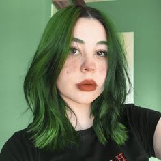 Earthy Green Hair, Mossy Green Hair, Moss Green Hair, Forest Green Hair, Non Binary Hair, Short Green Hair, Black And Green Hair, Green Hair Dye, Hair Inspiration Short