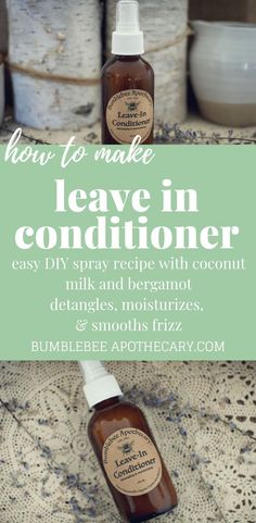 Leave In Conditioner Spray, Diy Conditioner, Diy Haircare, Natural Beauty Treatments, Coconut Milk Recipes, Diy Skin Care Recipes, Organic Hair Care, Bergamot Essential Oil