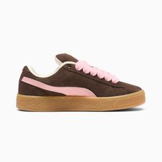 Suede XL Women's Sneakers, Chestnut Brown-Peach Smoothie-Frosted Ivory, extralarge Puma Logo, Sneakers Puma, Chestnut Brown, Swag Shoes, Chestnut, Leather Working, Womens Sneakers, Sneakers, Leather