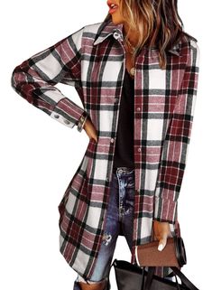 PRICES MAY VARY. Material:EVALESS color block plaid shacket jacket women made of high quality material,long sleeve flannel shirts jackets is suitable for all seasons wear. Feature:Color block plaid fashion shacket jacket for women, fall clothes for women 2023, v neck jackets,boyfriend style flannel shirts, loose fit jackets coats tops,turn-down collar,long sleeve with button cuffs fall outfits. it can be tied at the waist or wrapped around waist, wear as 3/4 sleeves or full sleeve. Match:womens Clothes Fashion Outfits, Fall Clothes For Women, Style Flannel, Plaid Shacket, Womens Jackets Casual, Flannel Shirts, Fall Clothes, Long Sleeve Flannel, Casual Vest