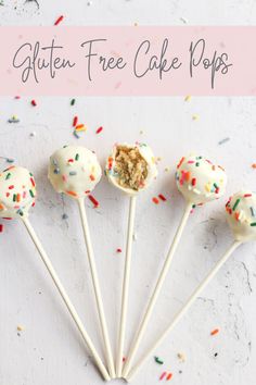 six cake pops with sprinkles on them