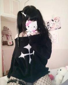 IG Credit: ginwuh Kawaiicore Fashion, Goth Hello Kitty, Risky Picture Ideas, Sanrio Clothes, Fire Clothes, Cute Zombie, Alt Clothes, Hello Kitty Clothes, Zombie Girl