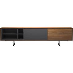 the sideboard is made from wood and metal