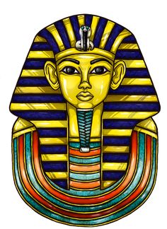 an egyptian mask is shown in color