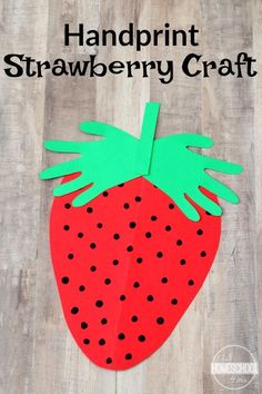 a paper strawberries craft with the words handprint strawberry craft on it and an image of