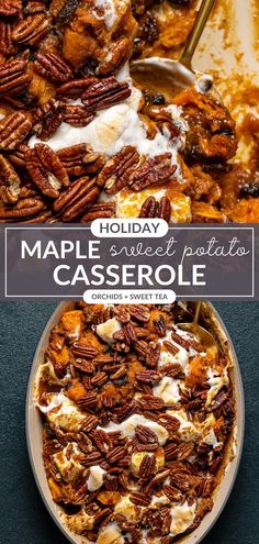 maple sweet potato casserole with cream cheese and pecans