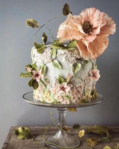 there is a cake with flowers on it