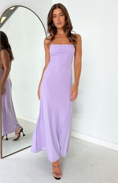 * Purple Mesh Maxi Dress 
 * Your next formal () event is sorted in this stunning lilac mesh maxi dress (). Obsessed with this tie up back style and mesh outer layer. Be sure to add heels () and dainty jewellery for a gorgeous look! 
 * 
 
 * Maxi length 
 * Mid weight material 
 * Lots of stretch 
 * Adjustable criss cross tie up back 
 * Lined 
 * Mesh outer layer 
 * Straight neckline 

 * This is the perfect formal dress for your next event! Purple Dress Formal, Purple Formal Dress, Purple Summer Dress, Purple Long Dress, Lavender Bridesmaid, Light Purple Dress, Dainty Jewellery, Prom Midi Dress, Pastel Dress