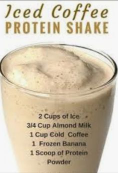 iced coffee protein shake recipe on the app store's mobile phone screen, with instructions for how to make it